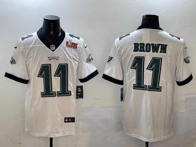 Men Philadelphia Eagles #11 Brown White Second generations 2025 Nike Vapor Limited NFL Jersey style 2